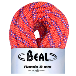 Lina turystyczna Beal RANDO 8 mm x 20 m Standard Orange